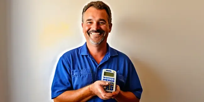 24 Hour Plumbers professional holding a basic calculator