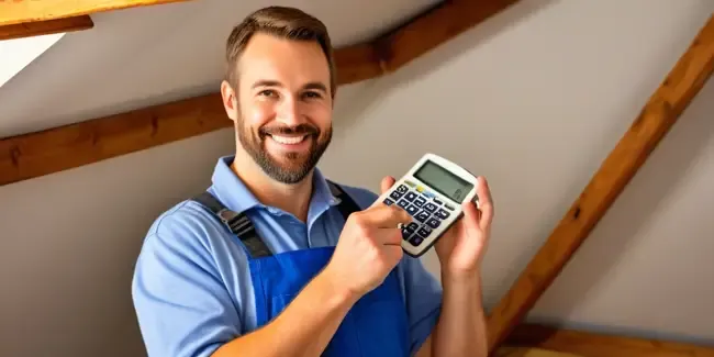 Attic Cleaning Services professional holding a basic calculator