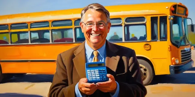 Bus Charters professional holding a basic calculator