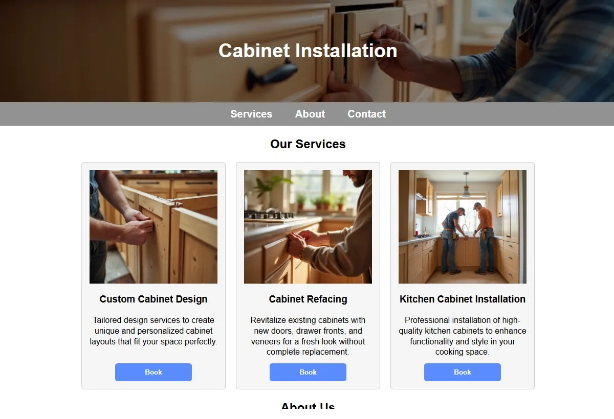 Cabinet Installation professional working at a laptop