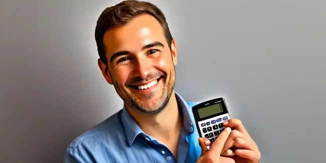 Cad Design professional holding a basic calculator