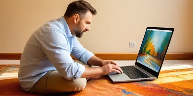 Carpet Installation professional working at a laptop