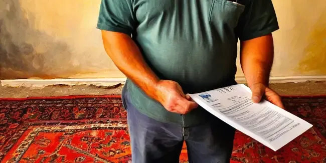 Carpet Repair holding an invoice
