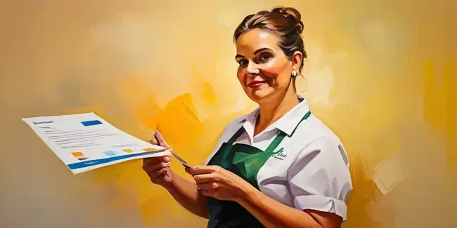 Catering professional holding a work order