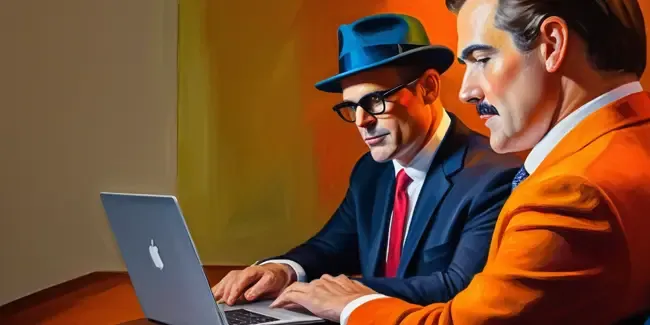 Celebrity Impersonators professional working at a laptop
