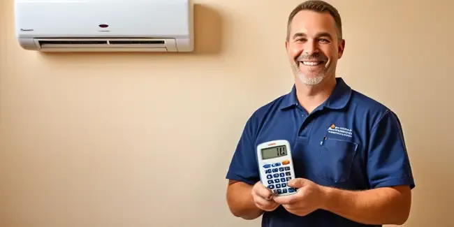 Central Air Conditioning Installation professional holding a basic calculator