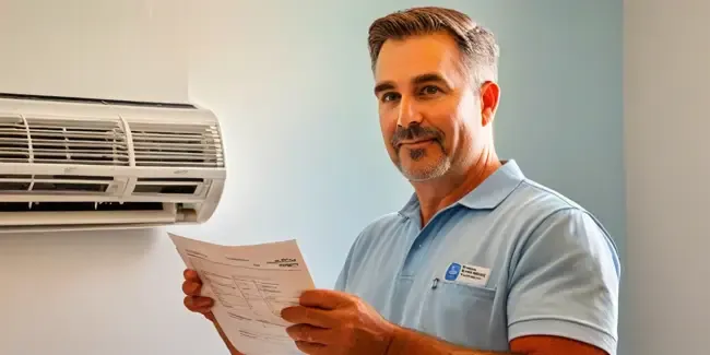 Central Air Conditioning Installation professional holding a work order