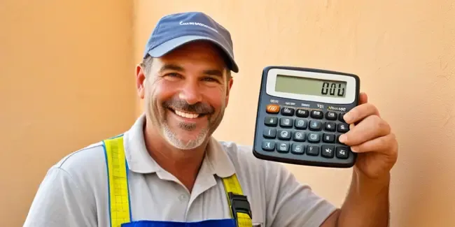 Central Air Conditioning Repair professional holding a basic calculator