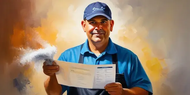 Commercial Steam Cleaning Services professional holding a work order