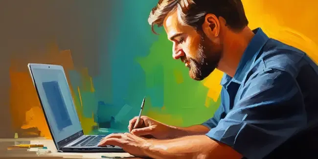 Computer Repair professional working at a laptop