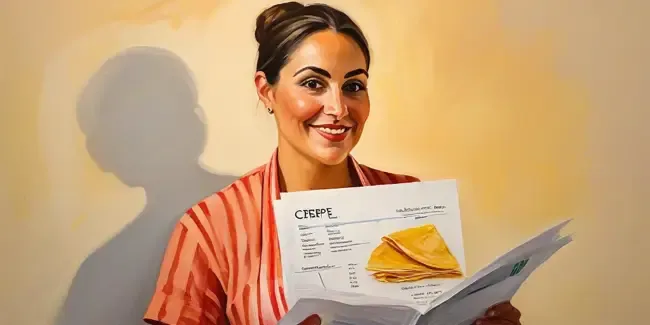 Crepe Catering professional holding an estimate