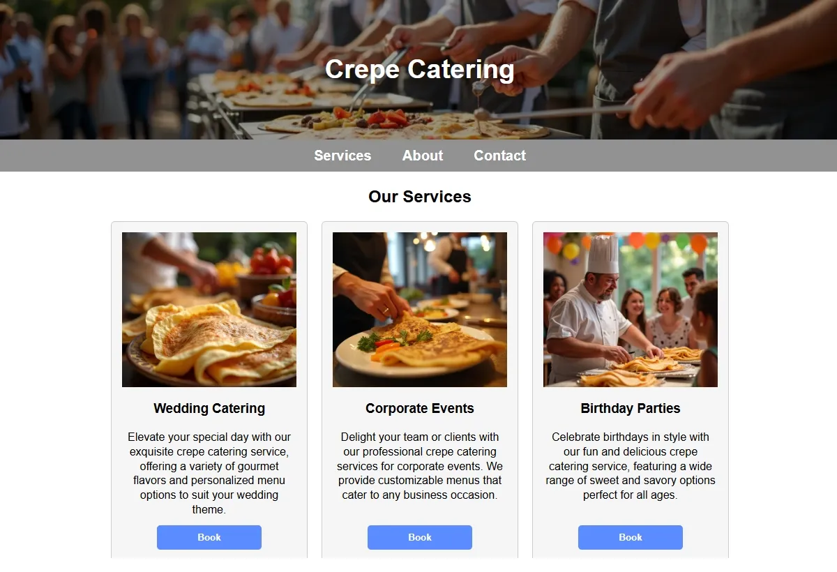 Crepe Catering professional working at a laptop