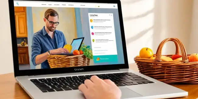 Custom Gift Baskets professional working at a laptop