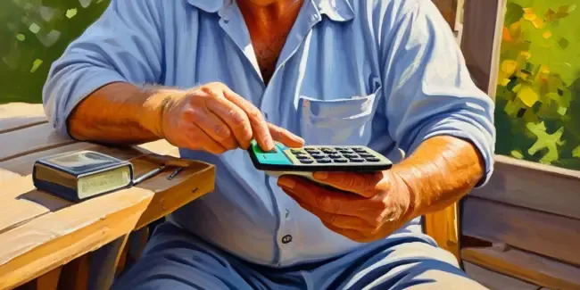Deck Repair holding a basic calculator