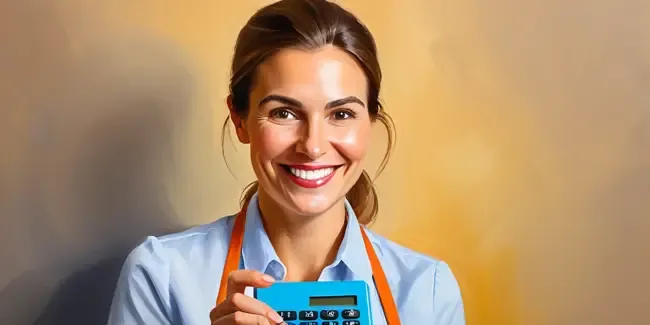 E Commerce Consulting professional holding a basic calculator