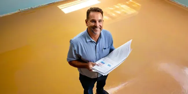 Epoxy Flooring professional holding an estimate