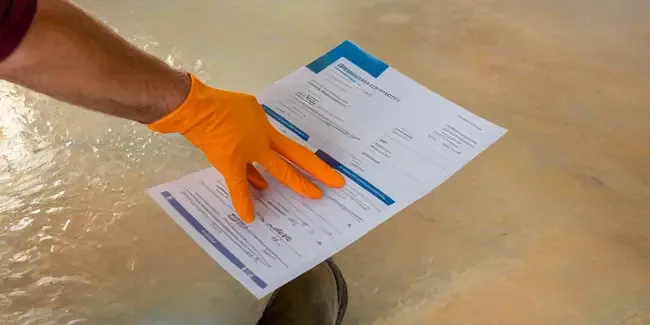 Epoxy Flooring holding an invoice