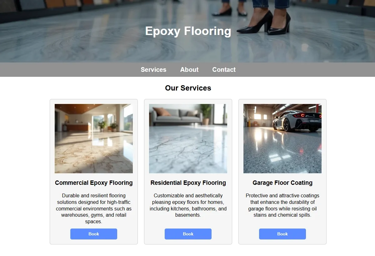 Epoxy Flooring looking at a laptop
