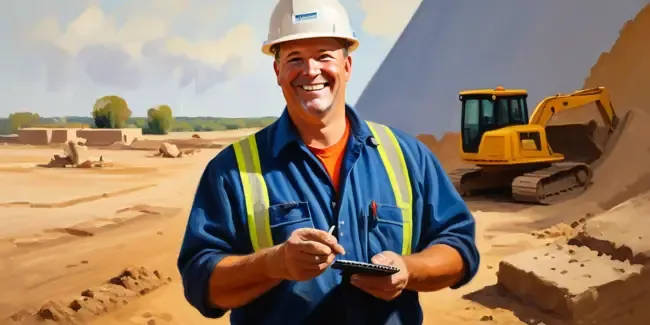 Excavation professional holding a basic calculator