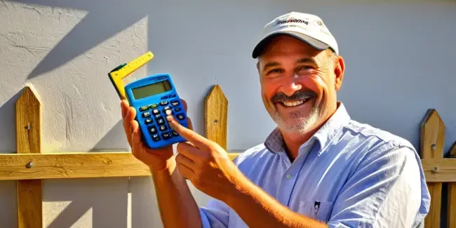 Fence Painters professional holding a basic calculator