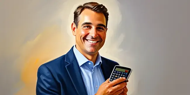 Financial Services professional holding a basic calculator