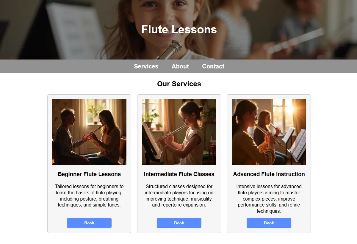 Flute Lessons professional working at a laptop