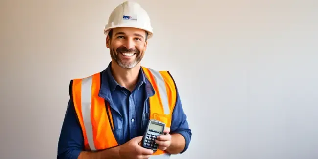 Framing Contractors professional holding a basic calculator