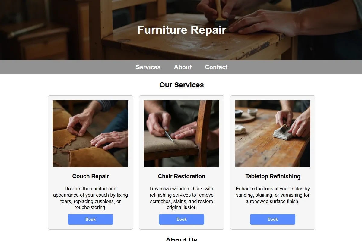Furniture Repair looking at a laptop