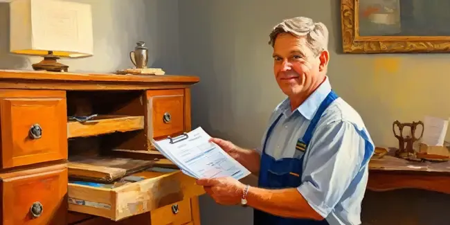 Furniture Repair holding an work order