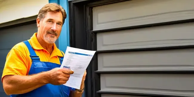 Garage Door Repair professional holding an estimate