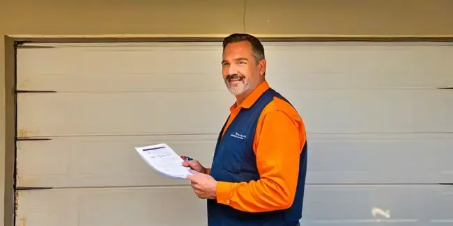 Garage Doors holding an invoice
