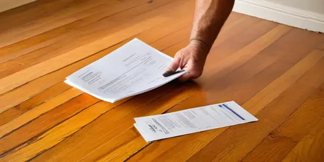 Hardwood Floor Refinishing holding an invoice