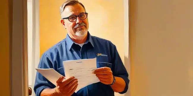 Home Inspection professional holding a work order