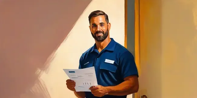 Home Security professional holding an estimate