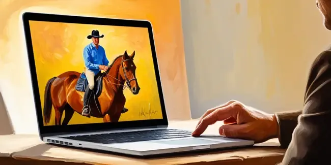 Horseback Riding professional working at a laptop