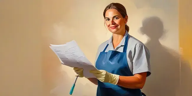 House Cleaning holding an invoice