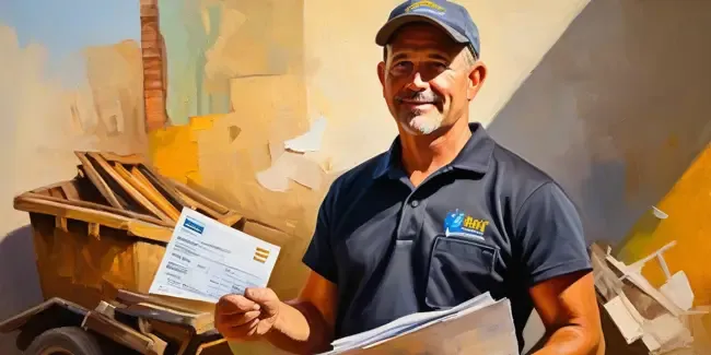 Junk Removal holding an invoice