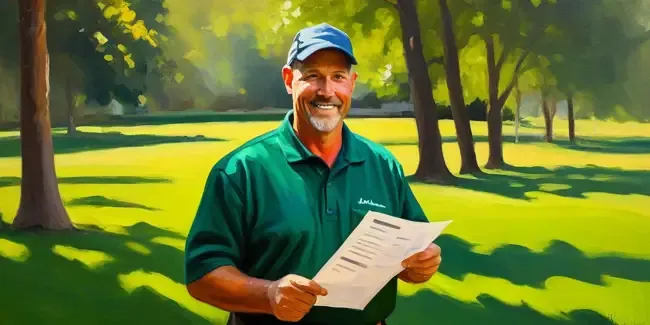 Lawn Care professional holding an estimate