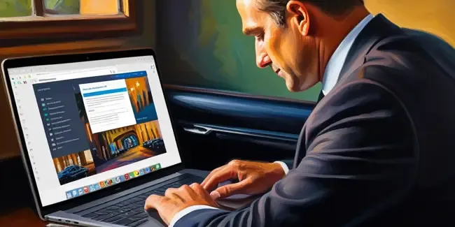 Limousines professional working at a laptop