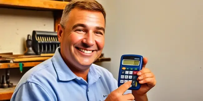 Locksmiths professional holding a basic calculator