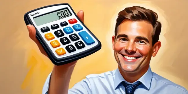 Marketing holding a basic calculator