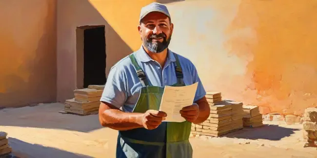 Masonry Contractors professional holding a work order