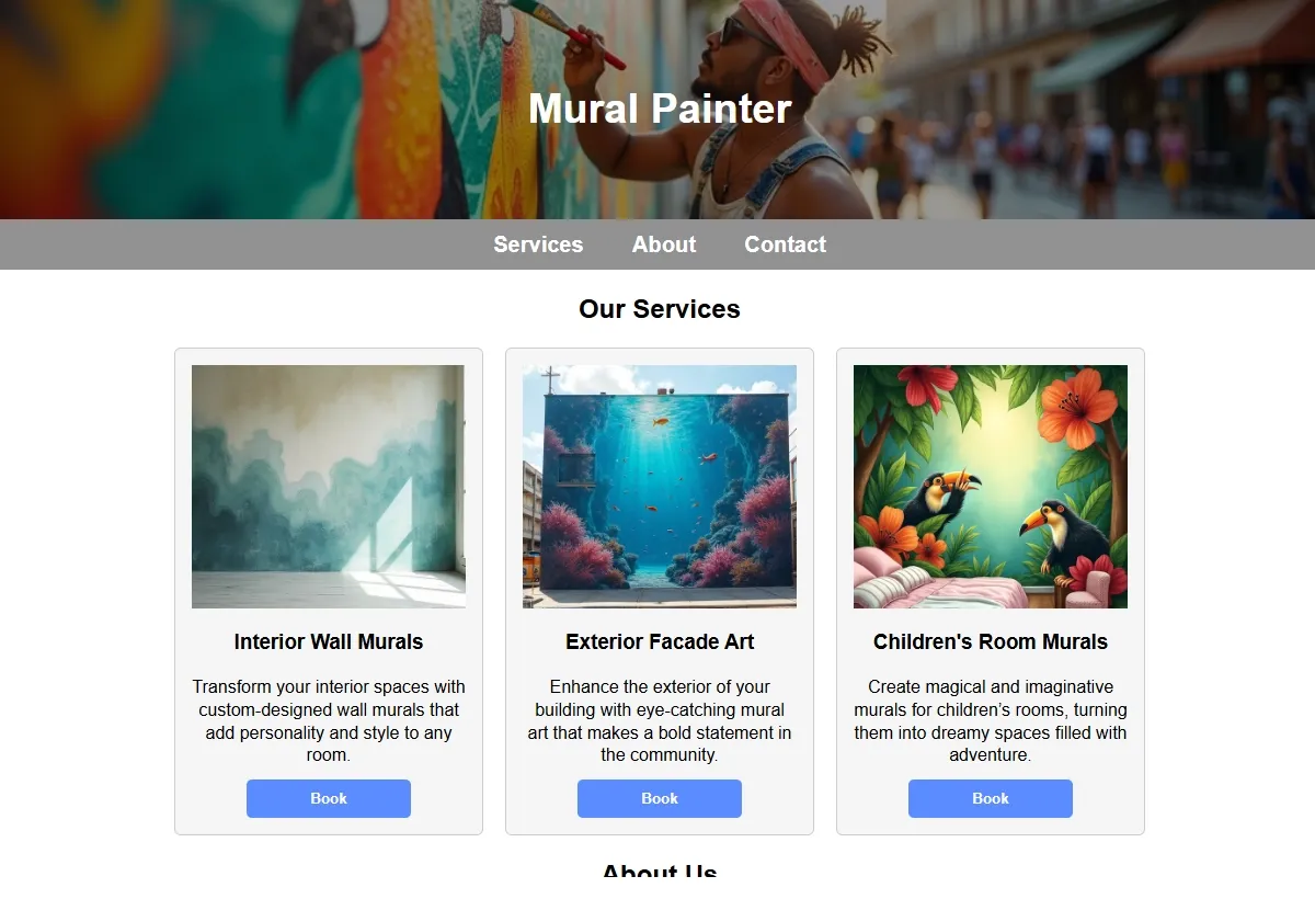 Mural Painter looking at a laptop
