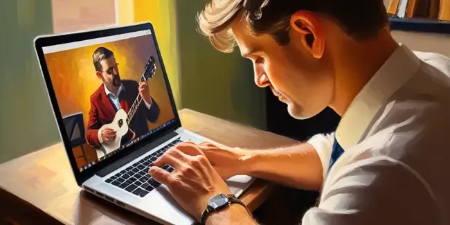 Music Lessons professional working at a laptop
