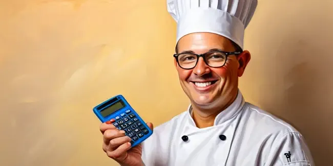 Personal Chefs professional holding a basic calculator