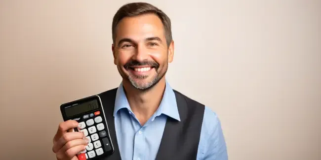 Photo Booth Rentals professional holding a basic calculator