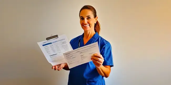 Physical Therapy holding an invoice