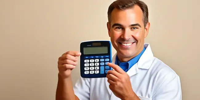 Physical Therapy holding a basic calculator