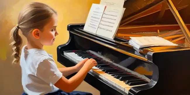 Piano Lessons For Kids holding an invoice