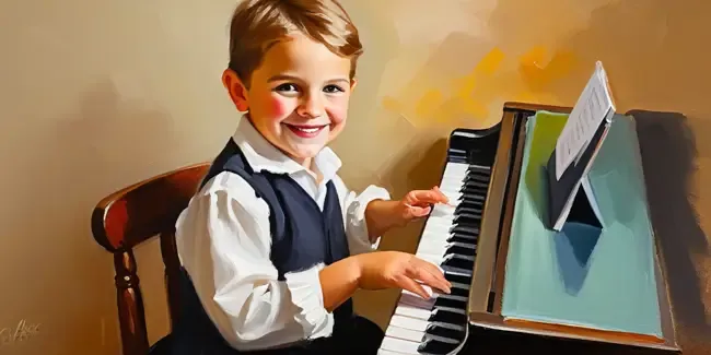 Piano Lessons For Kids holding a basic calculator